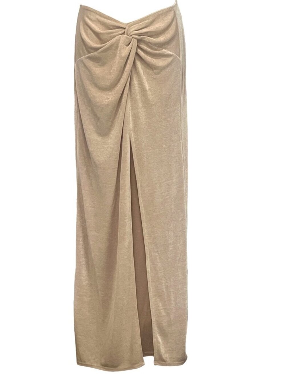 Topshop Slinky Twist Front Maxi Skirt in Stone-Neutral, Sz. 6